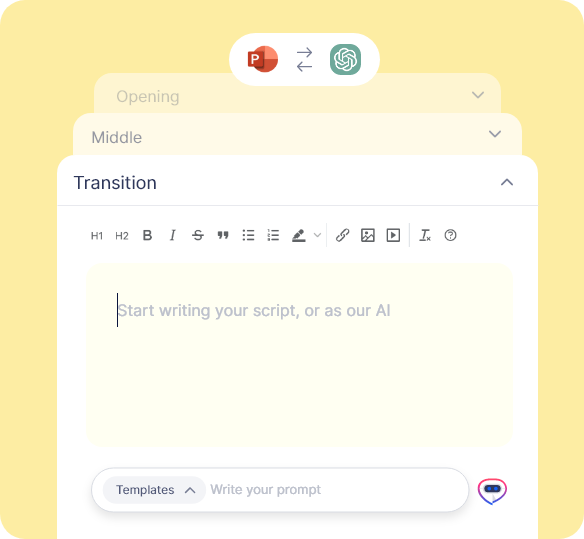 Write Script or AI Power Point Open AI Illustration