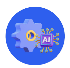 ai technology with cogwheel - icon