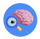 brain with magnifying glass - icon